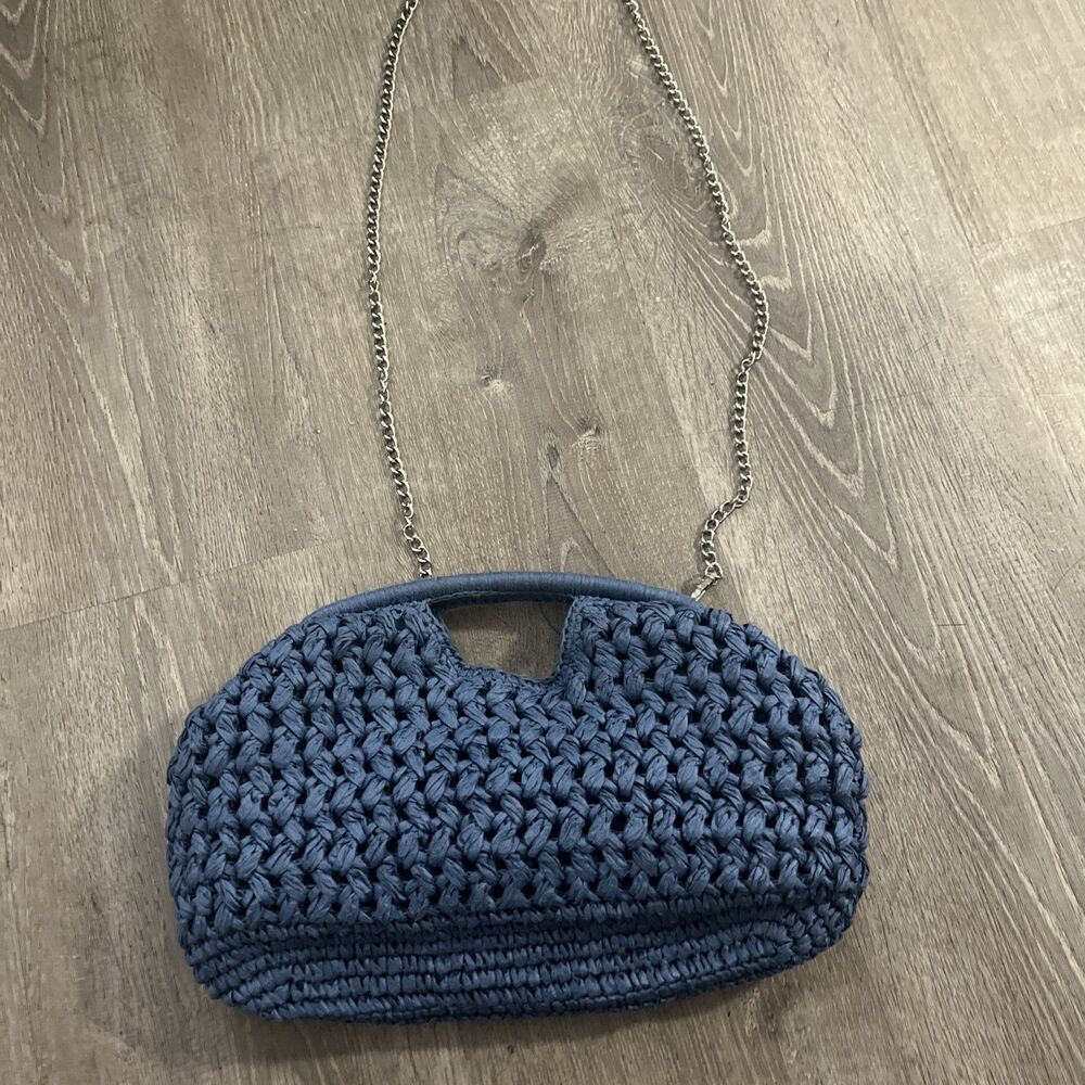 Blue Naomi Crossbody And Clutch By Urban Expressions With Silver Strap